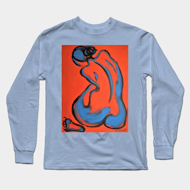 Abstracted Orange Nude Long Sleeve T-Shirt by CarmenT
